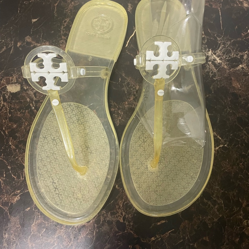 Tory Burch Jelly Mini Miller Thong Sandal light yellow/clear US 9 AUTHENTIC